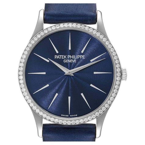 patek philippe calatrava blue dial diamond 18kt white gold|Patek Philippe Calatrava price.